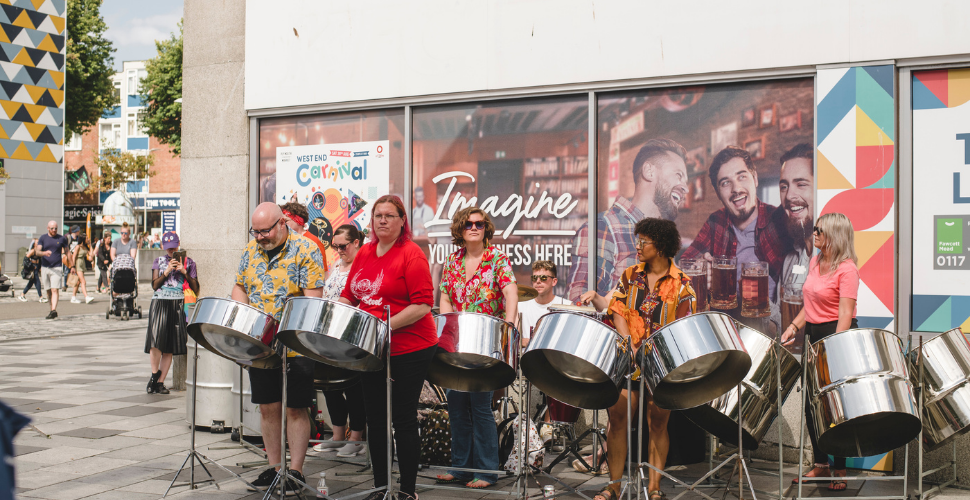 Real Steel Band performing in Plymouth city centre